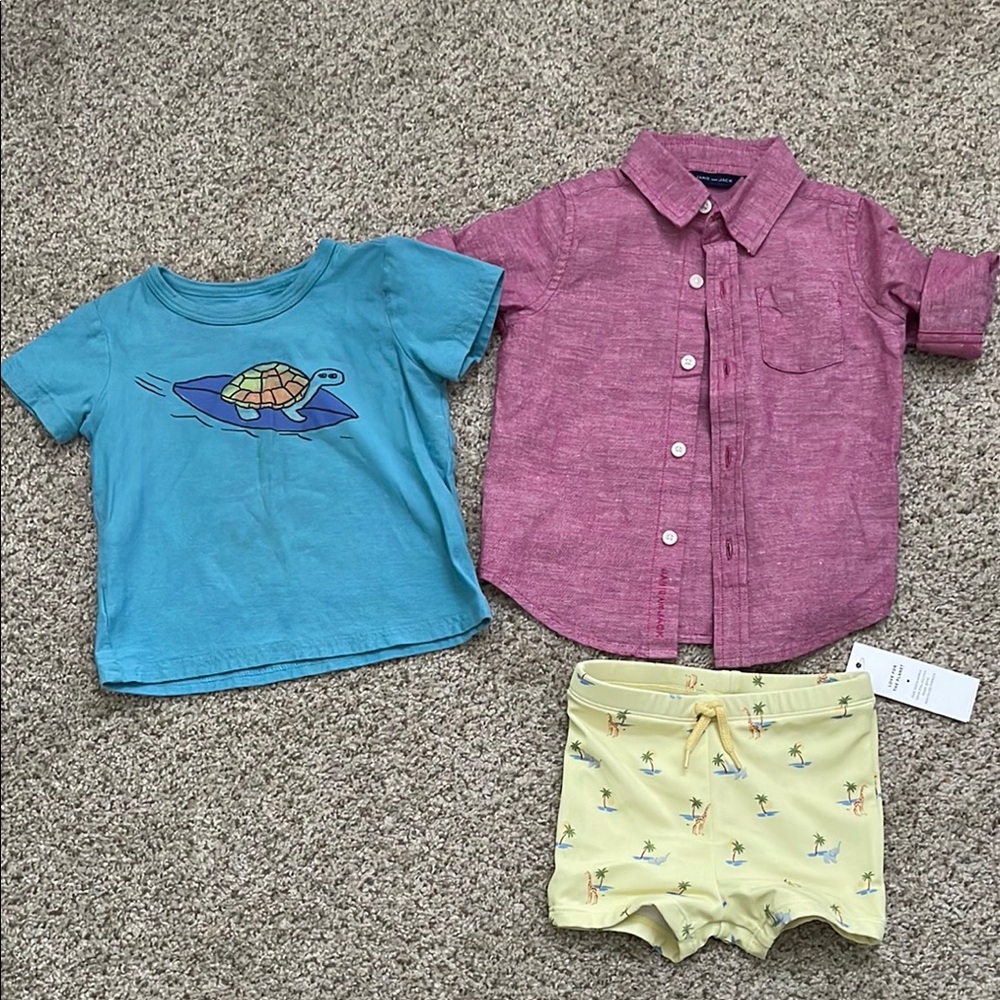 Toddler Boy 12-18 months Janie and Jack and Tea Collection Shirts and Swim trunk